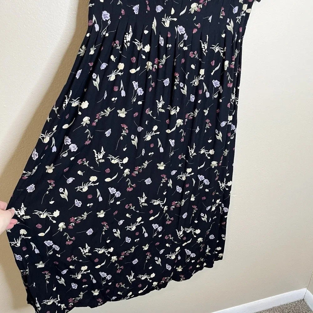 Vintage Women's‎ Dress Long Dark Floral Whimsigoth 11 12 Babydoll Vampy Grunge - Picture 4 of 5